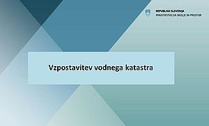 Okrasna slika z napisom Vzpostavitev vodnega katastra